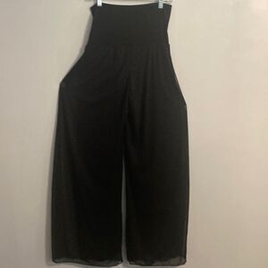 I.N. San Francisco Black high waisted overlay wide leg pants, size Large